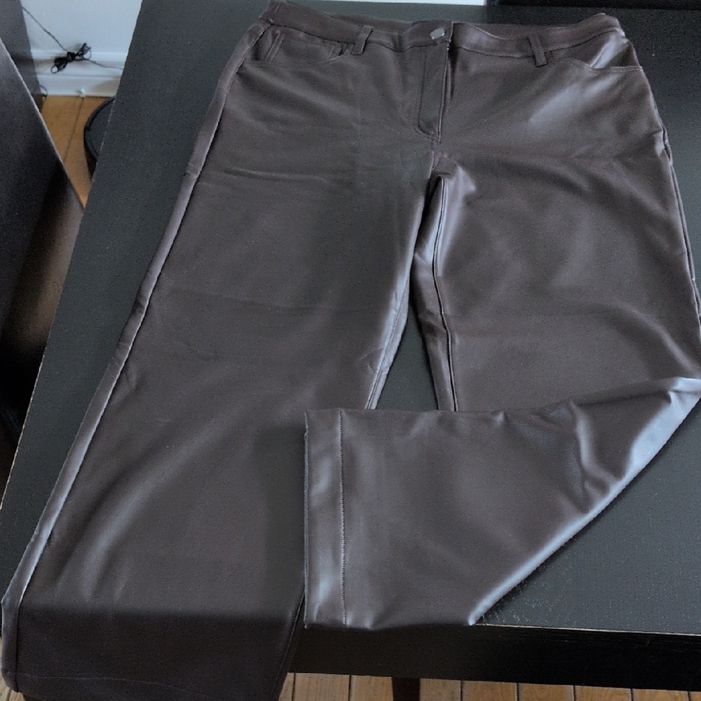 Brown Faux Leather Pants